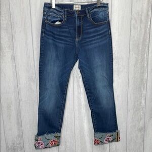 Driftwood Colette Embroidered Blue Jeans.